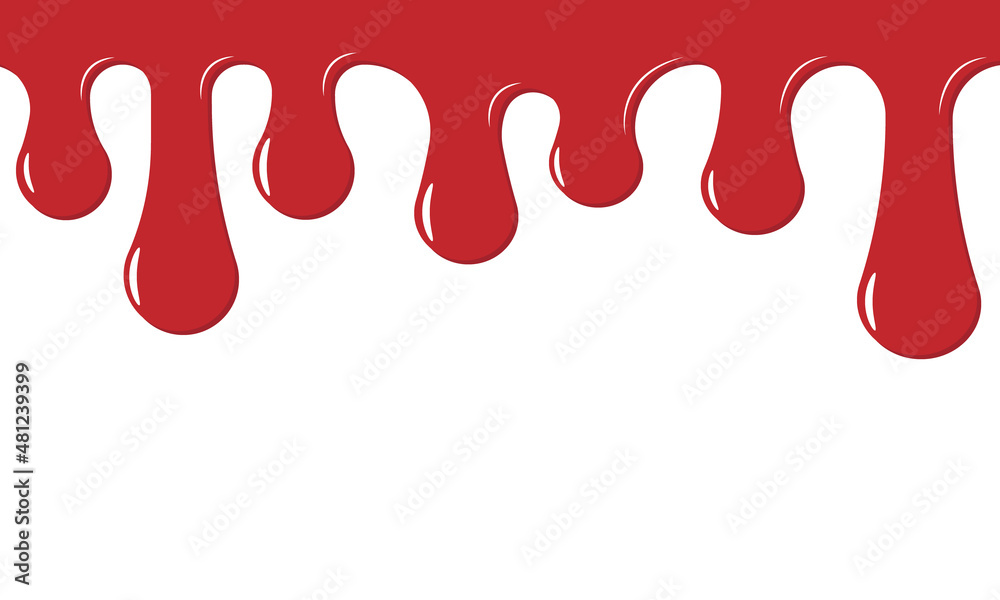 Drops of red liquid, and, paint, blood on the wall vector isolated
