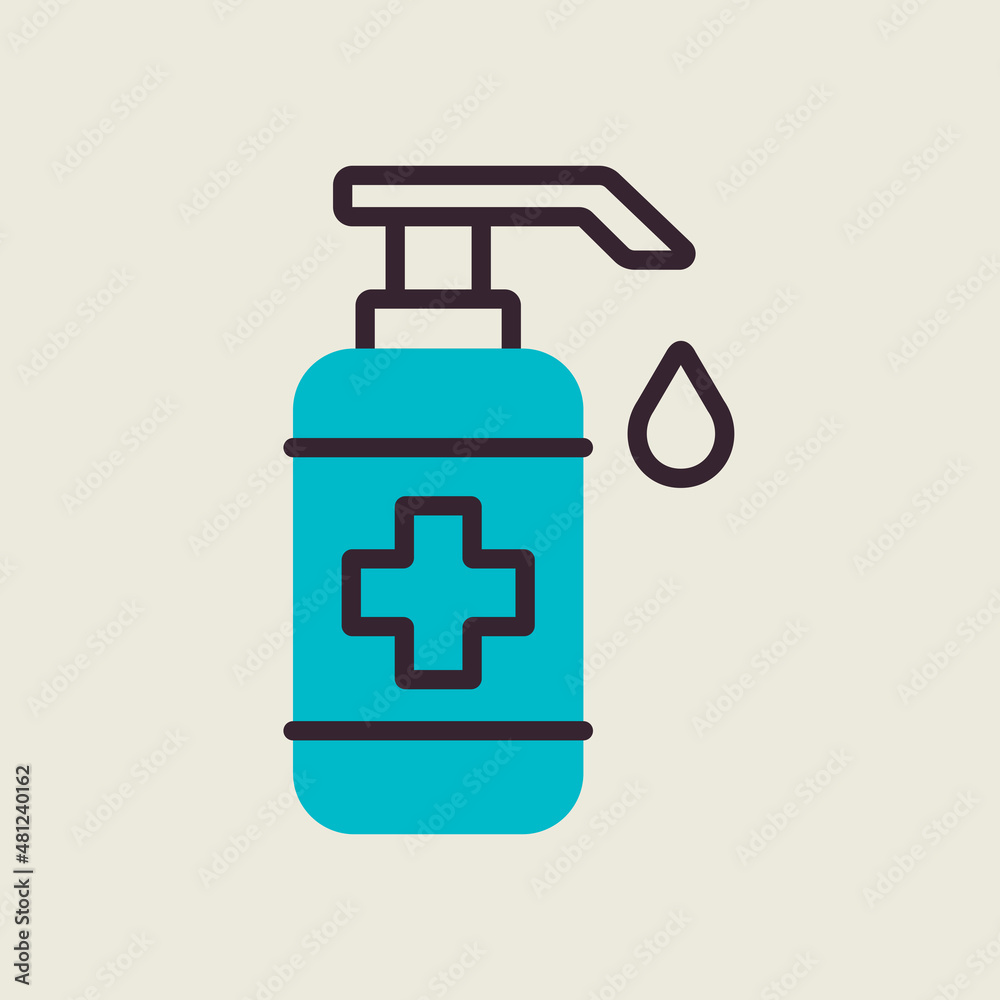 Washing hand with sanitizer liquid soap icon Washing hand with sanitizer liquid soap icon