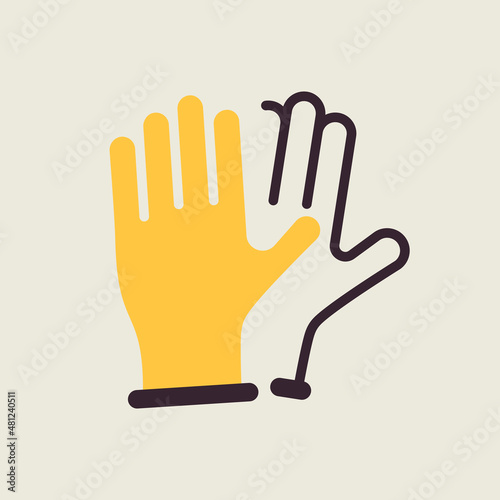 Medical protective rubber gloves vector icon