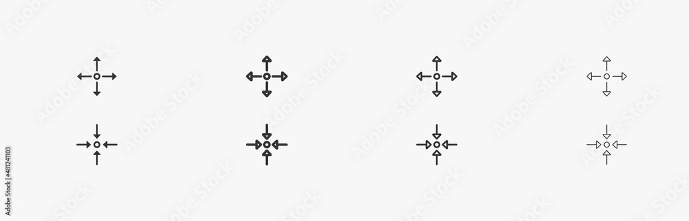 Simple arrows for scaling and resize. Vector linear button Simple arrows for scaling and resize. Vector linear button