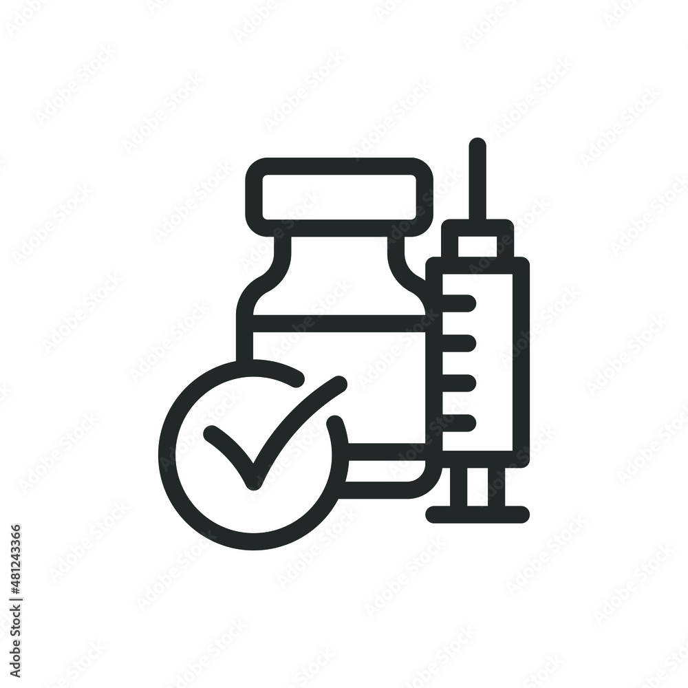 Vaccinated icon concept line style isolated on white background. Vector Vaccinated icon concept line style isolated on white background. Vector