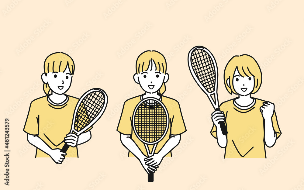 テニス 女子テニス部 クラブ活動 部活 スポーツ 女の子 イラスト Stock Vector Adobe Stock