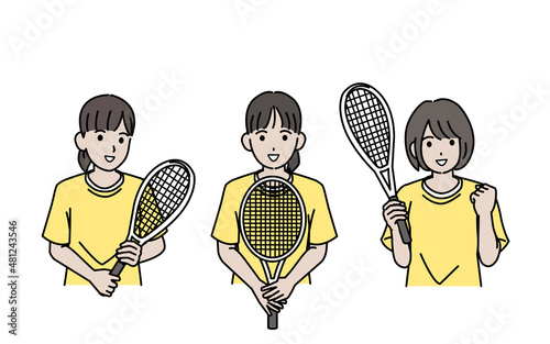 テニス　女子テニス部　クラブ活動　部活　スポーツ　女の子　イラスト