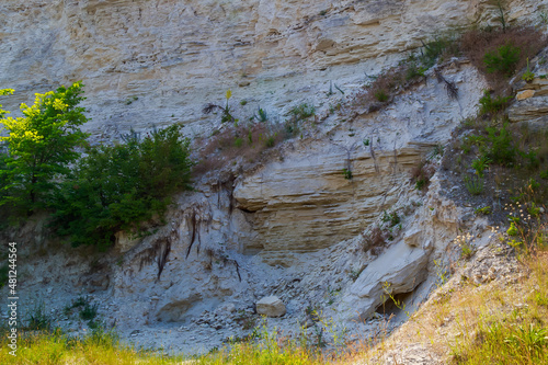 Limestone in the wild. Beautiful landscape background with natural stone. photo