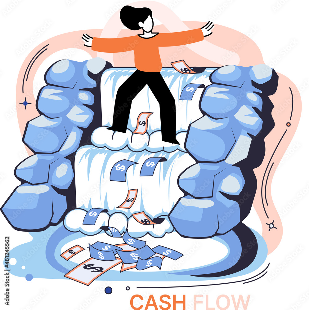 Idea of financial growth and development. Business investment and profit increase. Businesswoman standing on waterfall with money, dollar bills. Cash flow, stable income, profitability concept Idea of financial growth and development. Business investment and profit increase. Businesswoman standing on waterfall with money, dollar bills. Cash flow, stable income, profitability concept