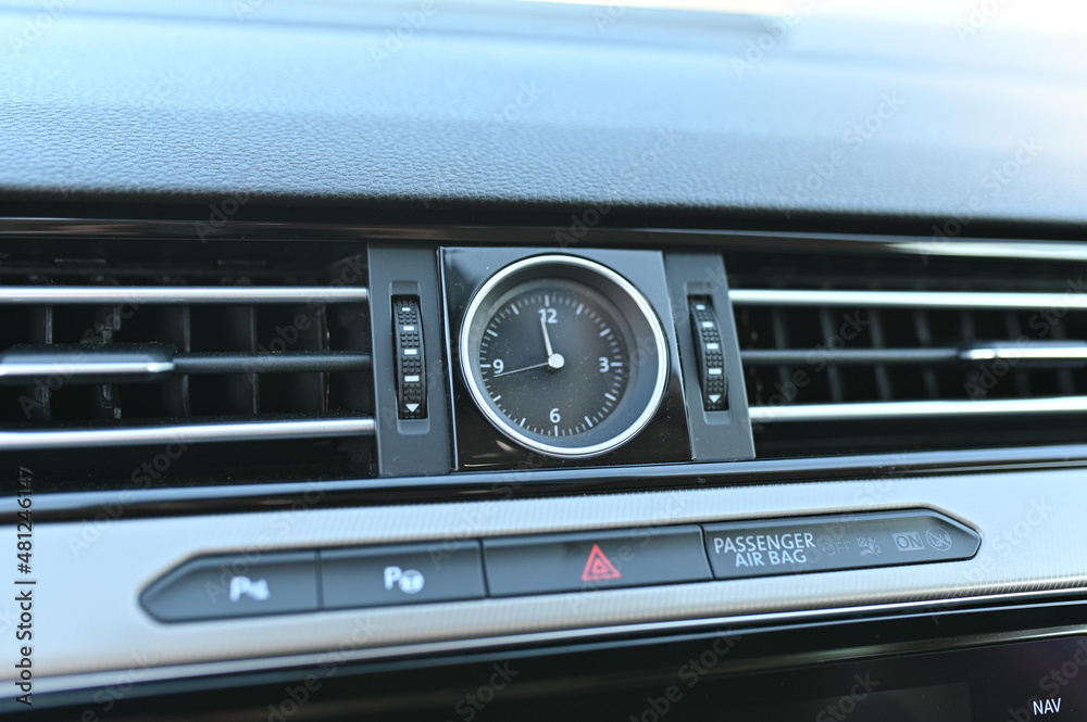 the clock control unit in the car interior of the car