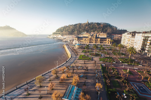 High view of Alderdi Eder park at the coast side of Donostia-San Sebastian, at the Basque Country.