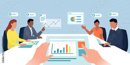 Business team having a meeting in a virtual office