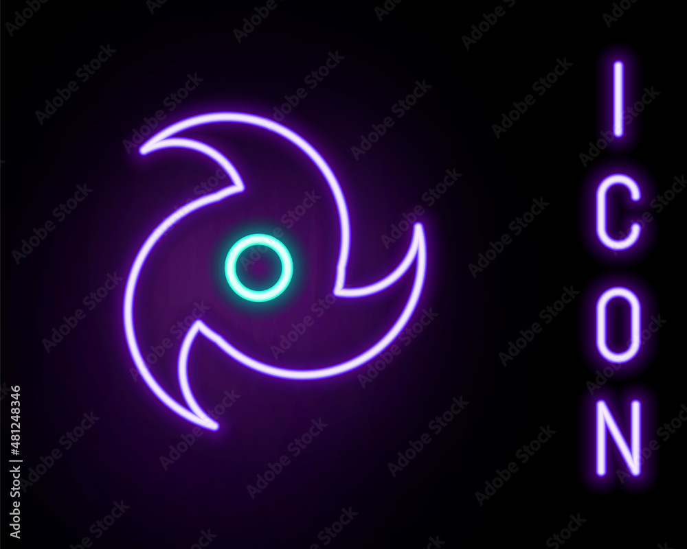 Glowing neon line Tornado icon isolated on black background. Cyclone, whirlwind, storm funnel, hurricane wind or twister weather icon. Colorful outline concept. Vector Glowing neon line Tornado icon isolated on black background. Cyclone, whirlwind, storm funnel, hurricane wind or twister weather icon. Colorful outline concept. Vector