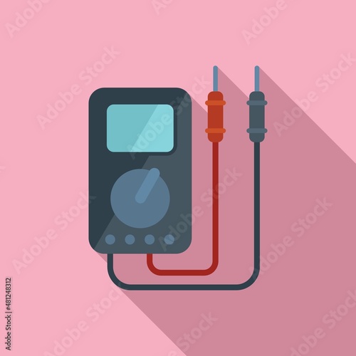 Multimeter icon flat vector. Voltage equipment