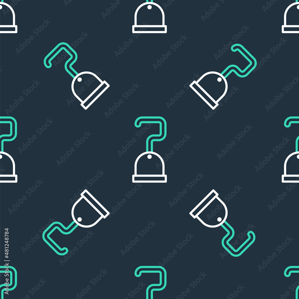 Line Pirate hook icon isolated seamless pattern on black background. Vector Line Pirate hook icon isolated seamless pattern on black background. Vector