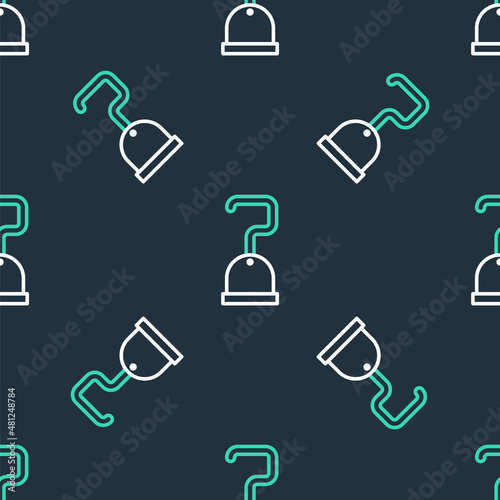 Line Pirate hook icon isolated seamless pattern on black background. Vector