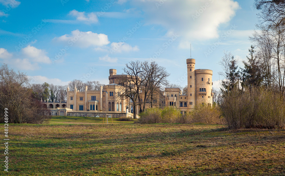 Babelsberg Palace in Potsdam. The building, designed in the English Gothic revival style.