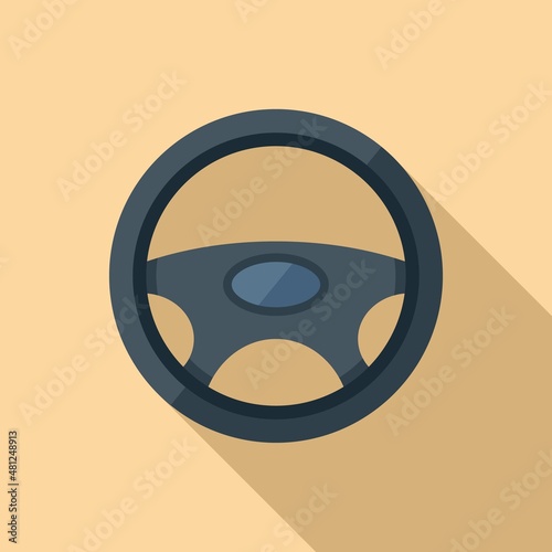 Car steering wheel icon flat vector. Auto sport