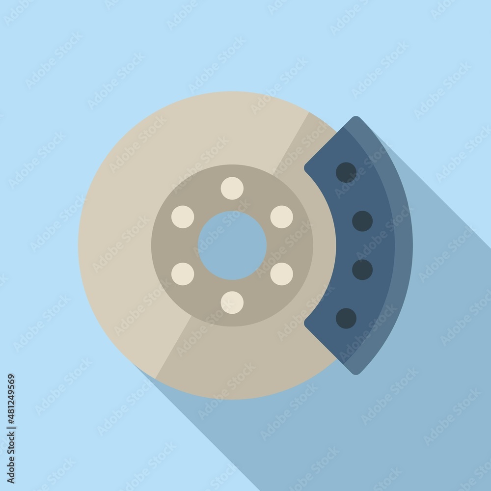 Car brake disk icon flat vector. Disc pad Car brake disk icon flat vector. Disc pad