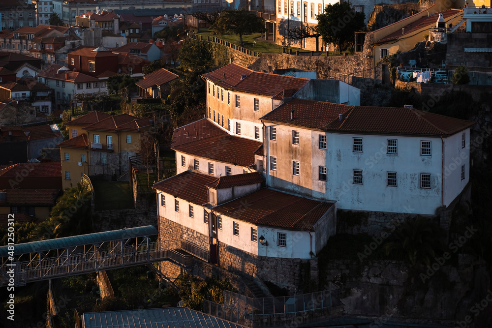 Fototapeta premium View of buildings in the historic district in Porto, Portugal.