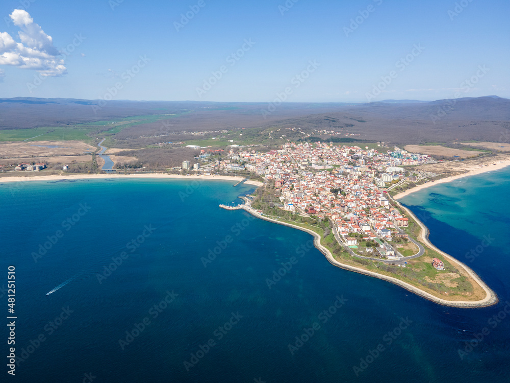 Aerial view of town of Primorsko, Bulgaria