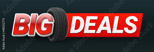 Tire shop logo design - tire business branding. Sale. Advertising campaign. Tagline - BIG DEALS. 