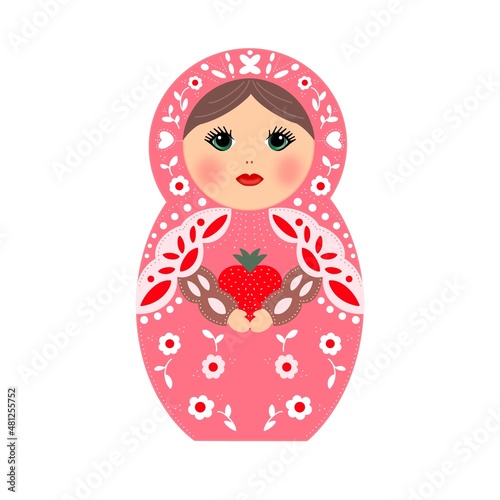 russian doll isolated on white, matrioshka, matrioska, matrioscka photo