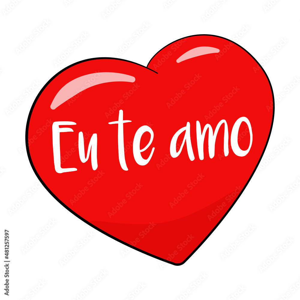 Vetor de Eu te amo. Portuguese text. I Love You. Vector. do Stock