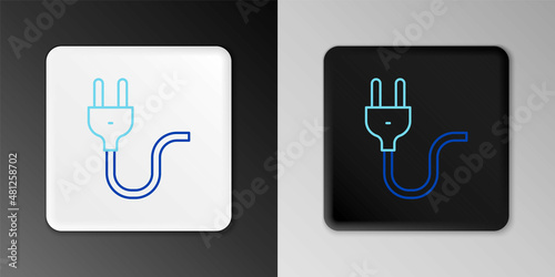 Line Electric plug icon isolated on grey background. Concept of connection and disconnection of the electricity. Colorful outline concept. Vector