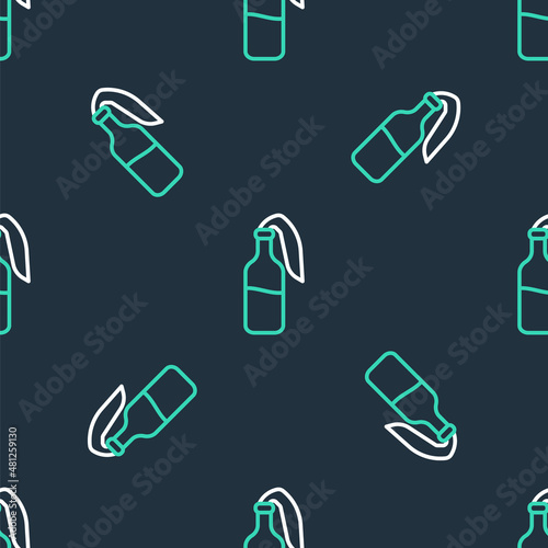Line Cocktail molotov icon isolated seamless pattern on black background. Vector