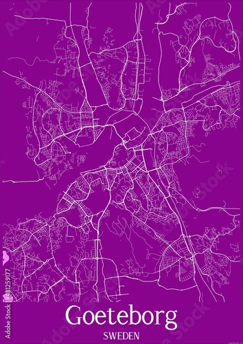 Purple map of Goeteborg Sweden.