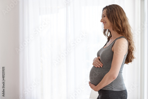 Free Download Her baby is in safe hands. Cropped shot of a young pregnant woman standing in her home. - GFXLoad