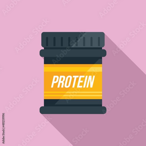 Protein label food icon flat vector. Sport nutrition