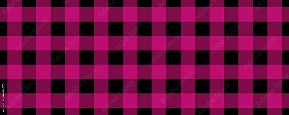 Banner, plaid pattern. Black on Deep pink color. Tablecloth pattern. Texture. Seamless classic pattern background. Banner, plaid pattern. Black on Deep pink color. Tablecloth pattern. Texture. Seamless classic pattern background.