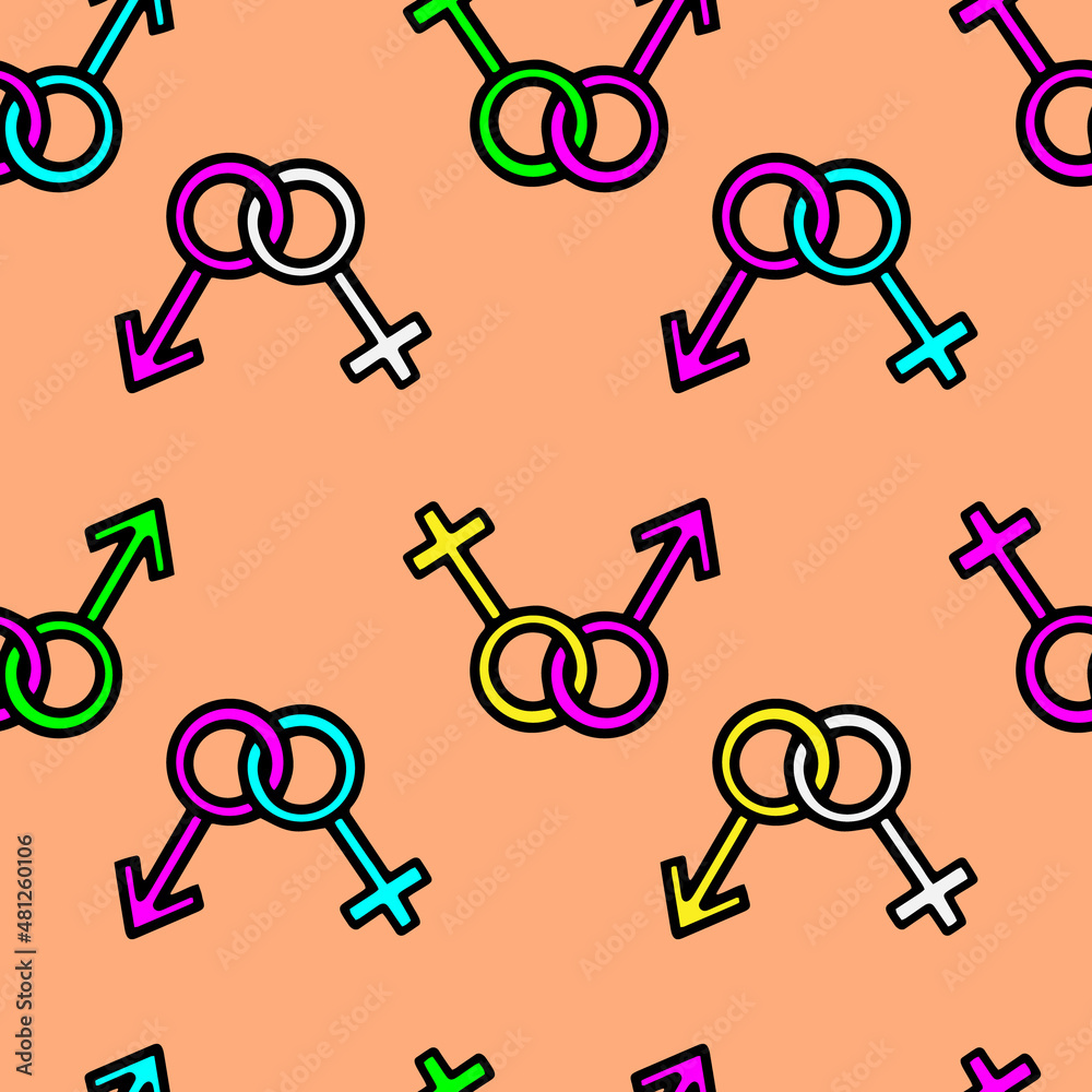 Obraz premium seamless pattern of Female and male gender symbols. Gender symbols. vector illustration