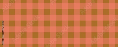 Banner, plaid pattern. Brown on Salmon color. Tablecloth pattern. Texture. Seamless classic pattern background.