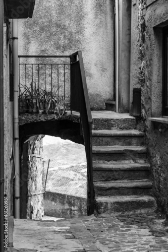 Rural houses and narrow streets in the medieval village Geraci Siculo, Italy