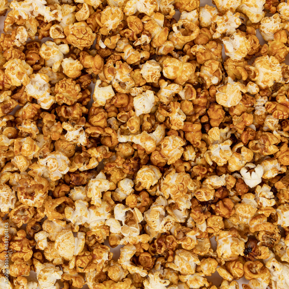background of caramel popcorn close up, sweet snacks background of caramel popcorn close up, sweet snacks