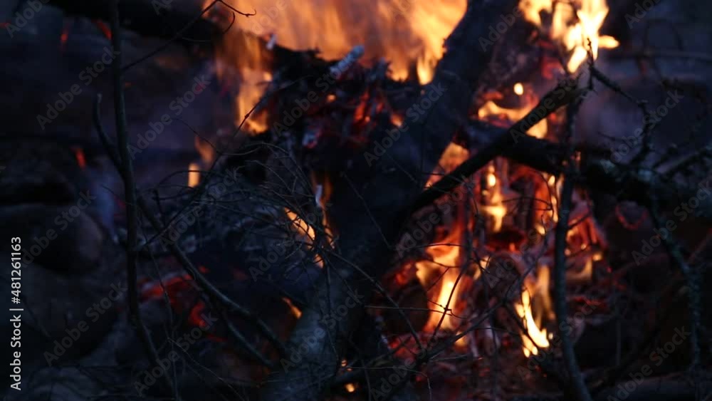A close-up clip of a campfire. A close-up clip of a campfire.