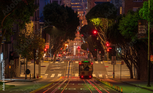 San Francisco cable car at night