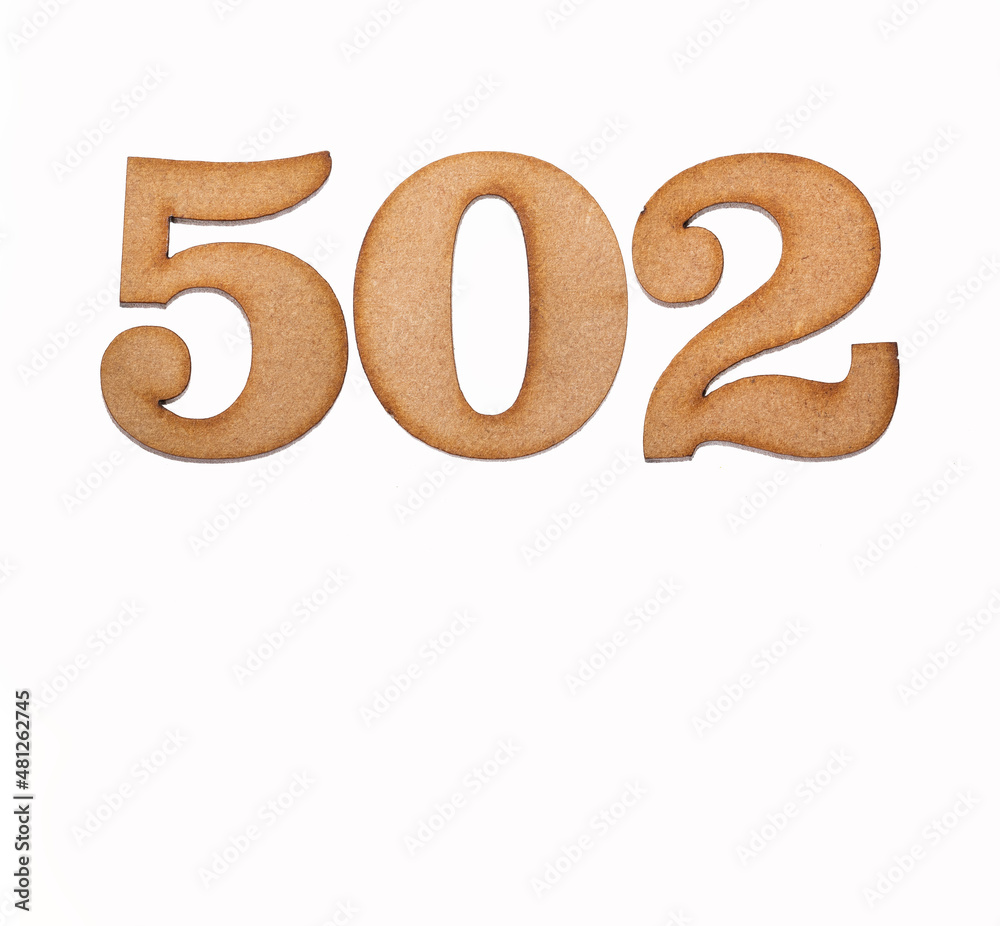 Number 502 - Piece of wood isolated on white background Number 502 - Piece of wood isolated on white background