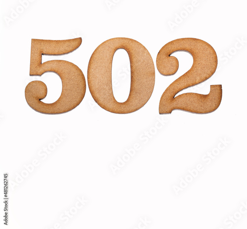 Number 502 - Piece of wood isolated on white background