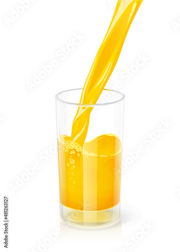 Glass for drink with orange juice. Kitchen tableware. Isolated on white background. Eps10 vector illustration.