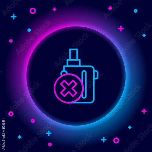 Glowing neon line Electronic cigarette icon isolated on black background. Vape smoking tool. Vaporizer Device. Colorful outline concept. Vector