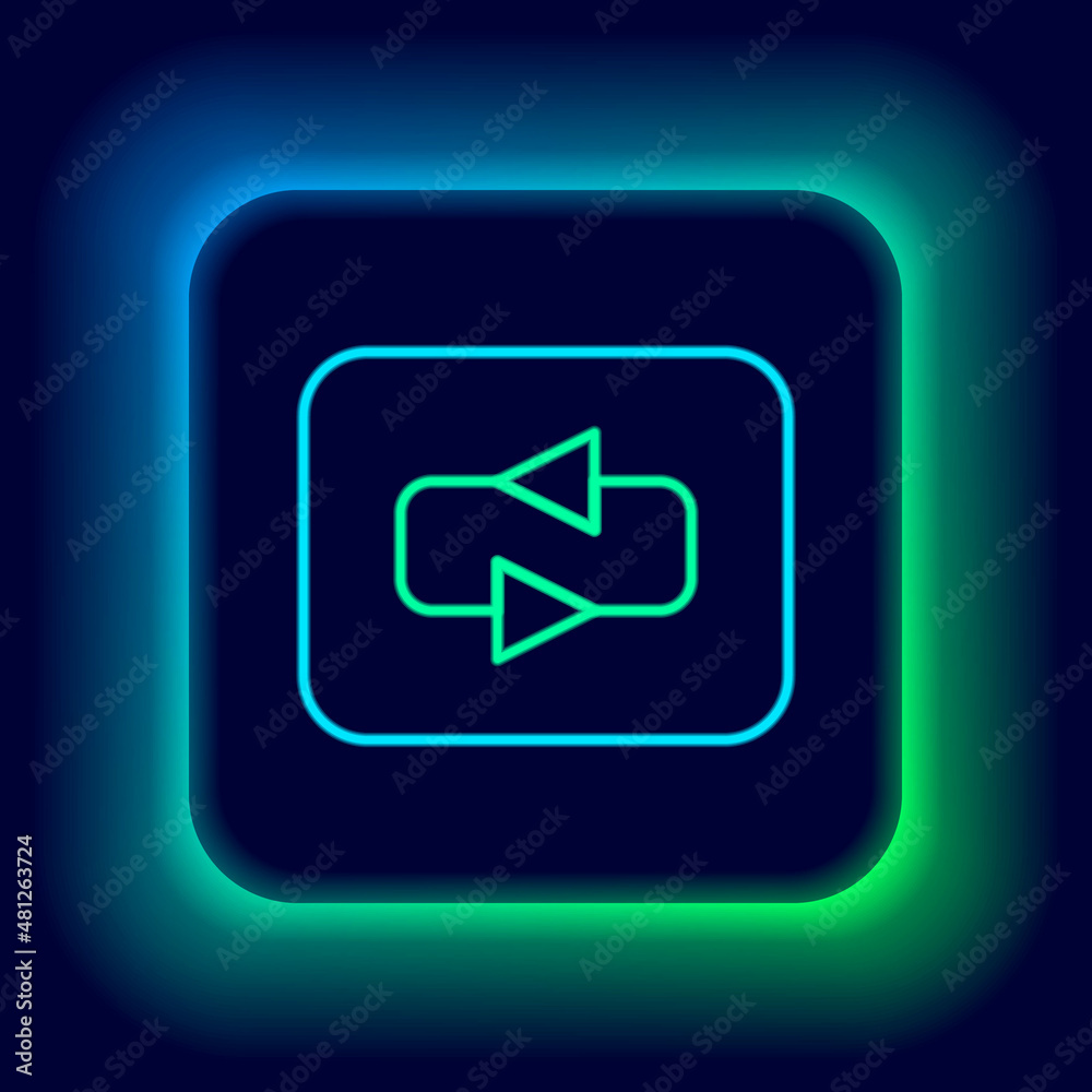 Glowing neon line Repeat button icon isolated on black background. Colorful outline concept. Vector Glowing neon line Repeat button icon isolated on black background. Colorful outline concept. Vector