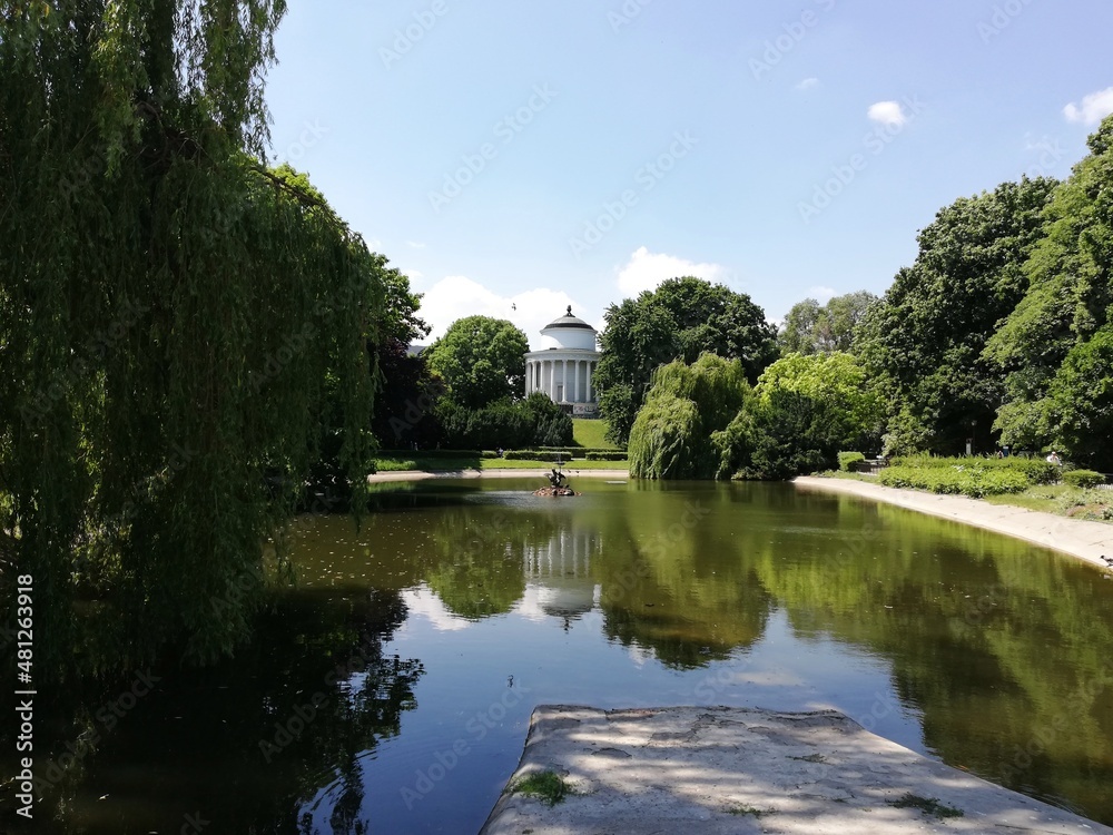 A city in Poland, Warsaw. Capitol city. City center. Saski Garden. Beautiful park.
