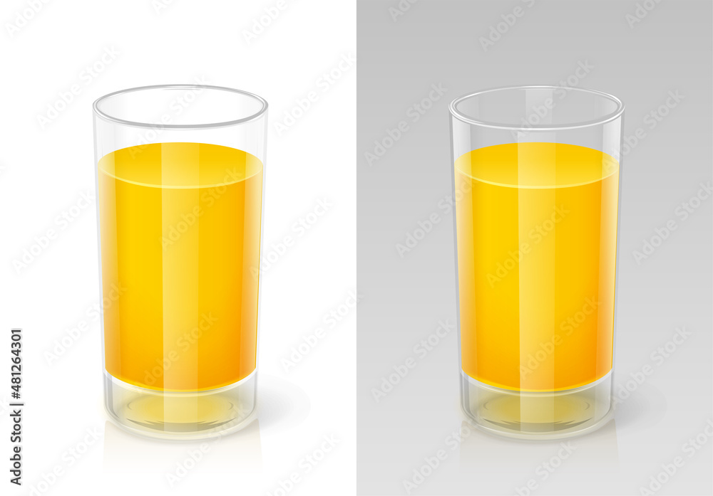 Glass for drink with orange juice. Kitchen tableware. Isolated on white background. Eps10 vector illustration. Glass for drink with orange juice. Kitchen tableware. Isolated on white background. Eps10 vector illustration.
