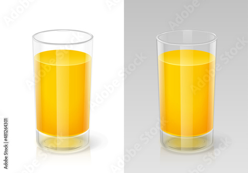Glass for drink with orange juice. Kitchen tableware. Isolated on white background. Eps10 vector illustration.