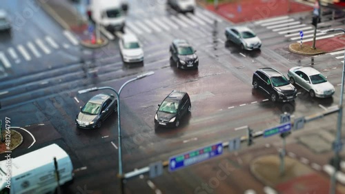 Wallpaper Mural Crossroad with people and cars. Miniature effect. Torontodigital.ca