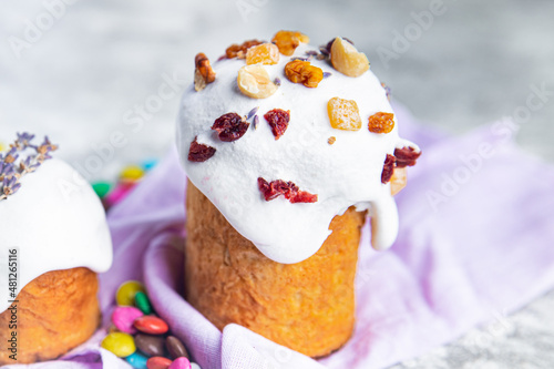Easter cake homemade sweet dessert festive baking holiday easter treat healthy meal food snack on the table copy space food background rustic top view