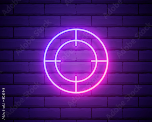 focus neon icon. Elements of photography set. Simple icon for websites, web design, mobile app, info graphics isolated on brick wall.