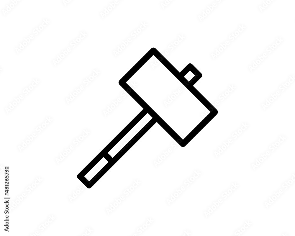 Black line Battle hammer icon isolated on white background. Set icons colorful square buttons. Vector Illustration Black line Battle hammer icon isolated on white background. Set icons colorful square buttons. Vector Illustration
