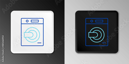 Line Washer icon isolated on grey background. Washing machine icon. Clothes washer - laundry machine. Home appliance symbol. Colorful outline concept. Vector
