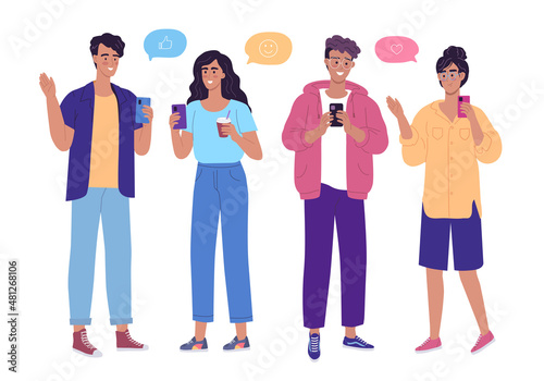 A few friends communicate with each other through the mobile application